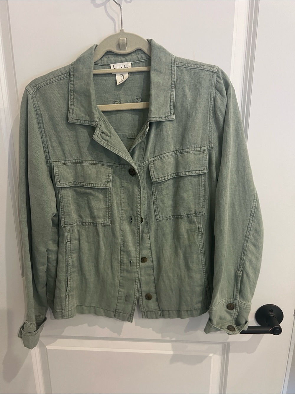 Nicole Miller New York Light Olive Green Women's Linen Jacket - Picture 6 of 12